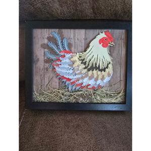Mixed Media 3D Chicken Art, 10.5x8.50 Brown & Red
